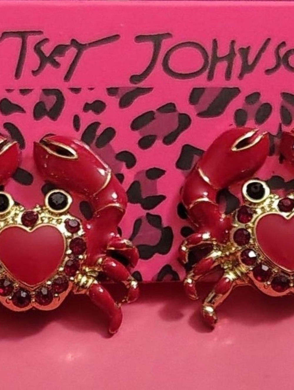 Betsey Johnson Red Crab Heart Earrings New With Tags